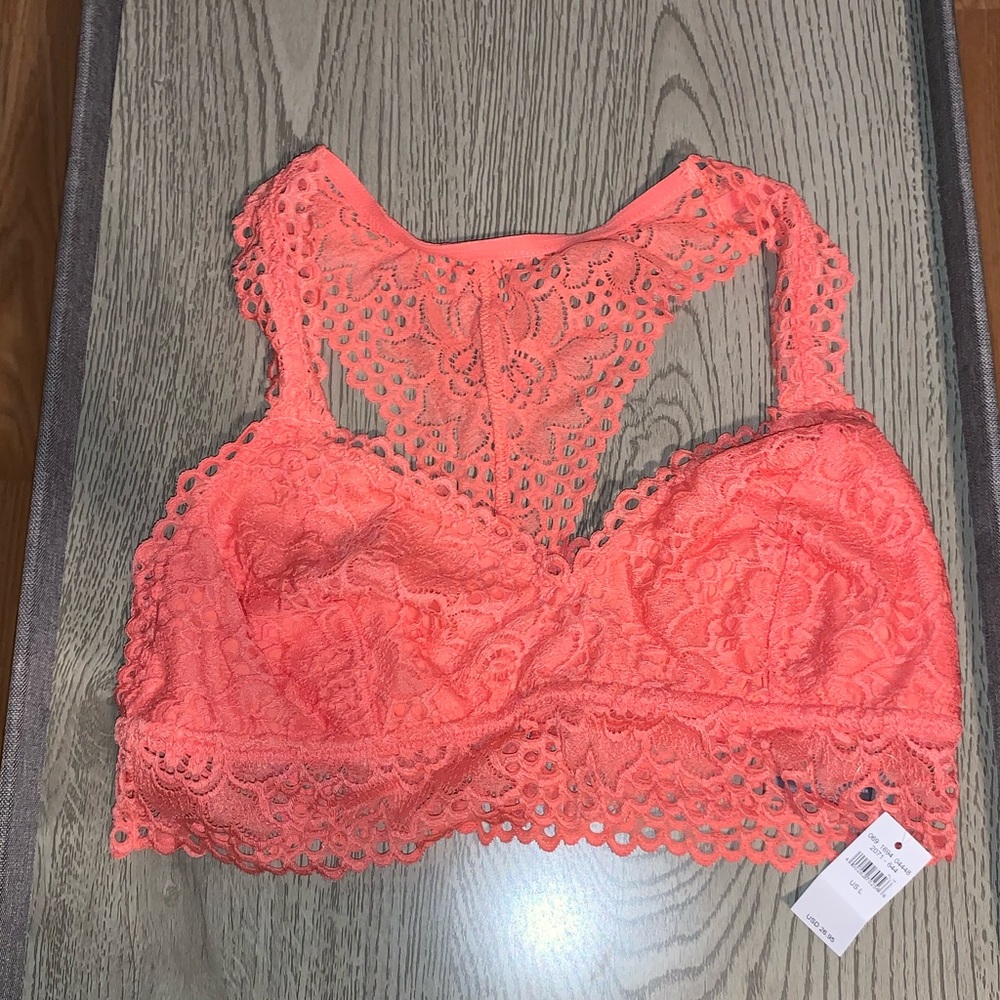 Peach lace bralette